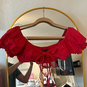 red cropped tie top